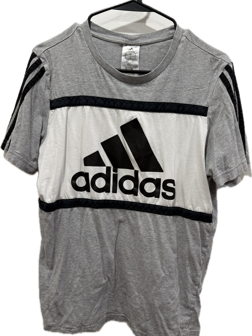 adidas Gray White Black Logo Short Sleeve Tee
